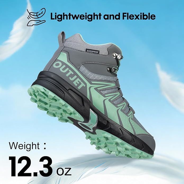 Women's Waterproof Hiking Boots Lightweight Comfortable Non-Slip Outdoor Walking Trekking Trails Boot