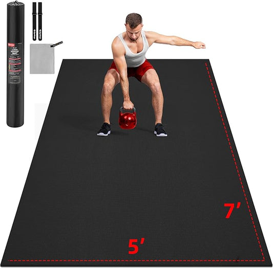 GymCope Extra Large Exercise Mat, 10'x6'/9'x6'/8'x6'/7'x5'/6'x4'(8mm) Thick Workout Mat for Home Gym & Garage Flooring, Shoe-Friendly, High-Density, MMA, HIIT, Weight Lifting, Cardio&Strength