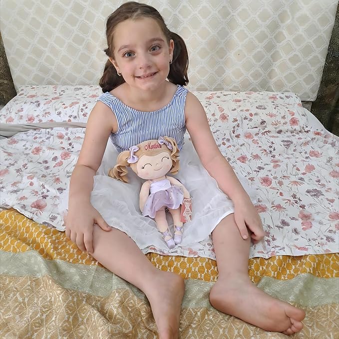 Gloveleya Personalized Ballerina Doll – Custom Name Plush Lavender Ballet Girl 13", Gift for Birthday, Baby Shower, Christmas & Holiday Keepsake for Toddlers and Little Girls