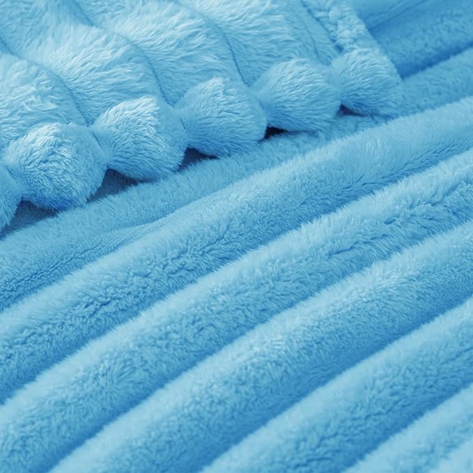 Exclusivo Mezcla Striped Queen Size Fleece Blanket for Bed, Couch, 90"x90" | Soft Breathable Cozy Bed Blankets, Lightweight Plush Fluffy Fuzzy Jacquard Decorative Blankets