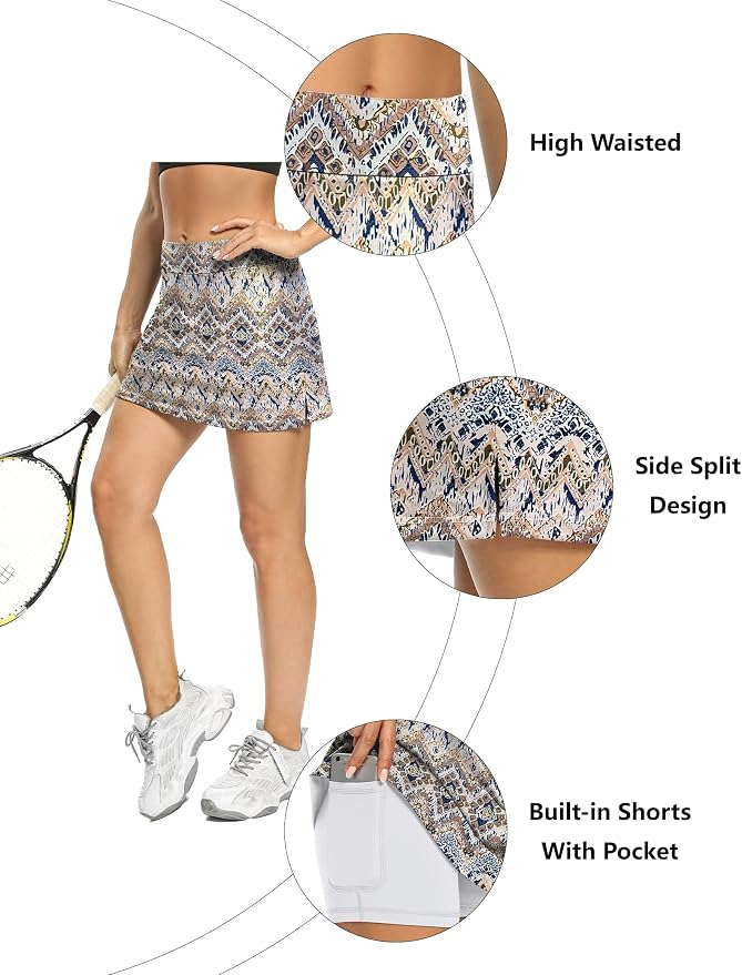 LouKeith Tennis Skirts for Women Golf Athletic Activewear Skorts Mini Summer Workout Running Shorts with Pockets