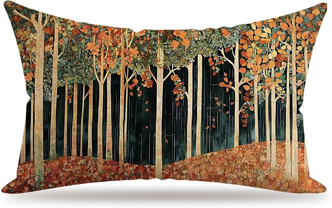 Rustic William Morris Inspired Autumn Forest Decor Pillow Covers 18x18 Double-Sided, Fall Home Room Decor,Vintage Botanical Nature Decorative Throw Pillow Covers for Home Bedroom Living Room