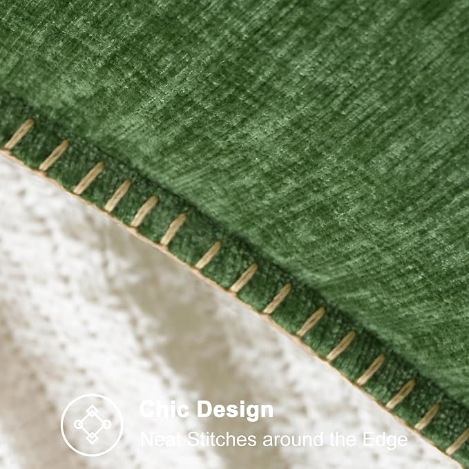 CaliTime Decorative Couch Throw Pillow Covers 26 X 26 Inches Forest Green | Pack of 2, Cozy Chenille Cushion Cases, Cotton Thread Stitching Edges, for Sofa Bed Living Room Farmhouse