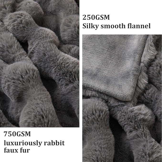 Faux Fur Throw Blanket for Couch, 1000 GSM Cozy Fuzzy Fluffy Soft Plush Thick Bubble Sherpa Blanket for Sofa Bedroom Living Room, Mothers Day Birthday Gifts for Women Home Decor