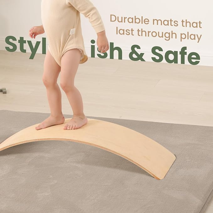 Baby Play Mat for Floor,Extra Large 79"×118" Tummy Time Mat,Thicker Memory Foam Mats for Toddler,Infant,Kids,Water Repellent Ultra Soft Coral Velvet,Non-Slip Backing Safe for Crawling(Beige)