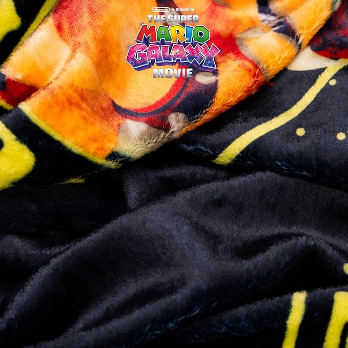 The Super Mario Galaxy Movie Kids Throw Blanket, Boswer & Jr., 46 in x 60 in, Soft Cozy Decorative Blanket for Couch, Bed, or Gaming Room (Officially Licensed Product) by Franco