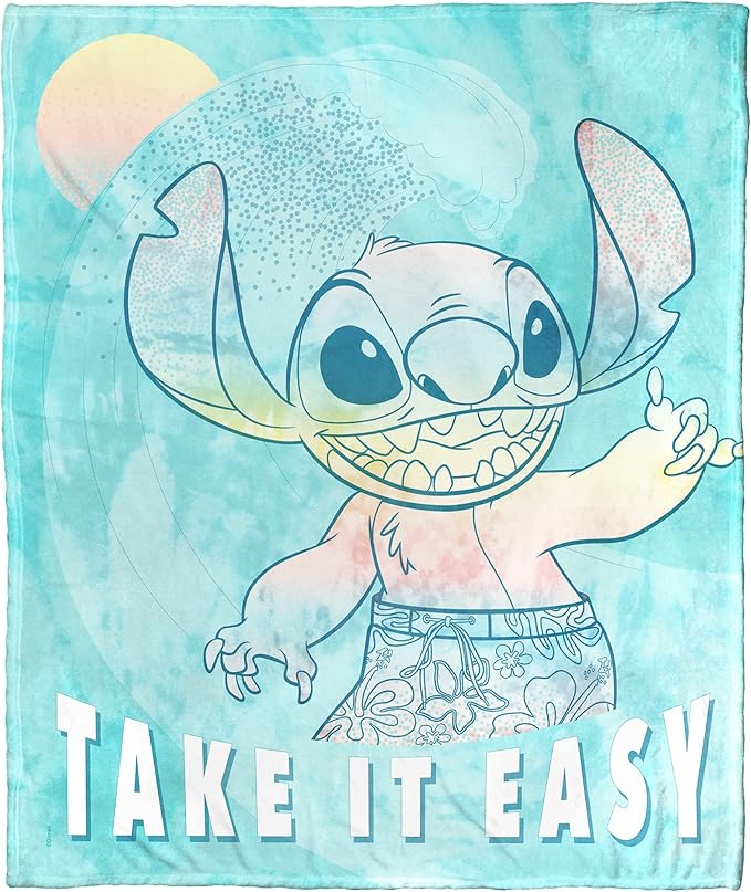 Northwest Lilo and Stitch Silk Touch Throw Blanket, 50" x 60", Laid Back Stitch