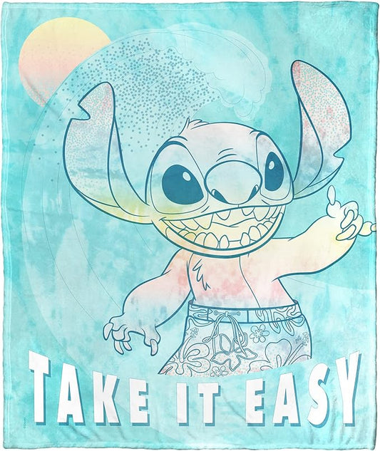 Northwest Lilo and Stitch Silk Touch Throw Blanket, 50" x 60", Laid Back Stitch