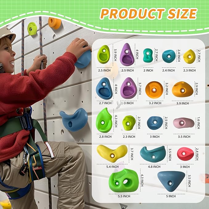 32 PCS Rock Climbing Holds for Kids,Rock Climbing Wall Grips Climbing Rocks Wall Kit for Indoor and Outdoor Playground Play Set with Hardware（Pastel Color）
