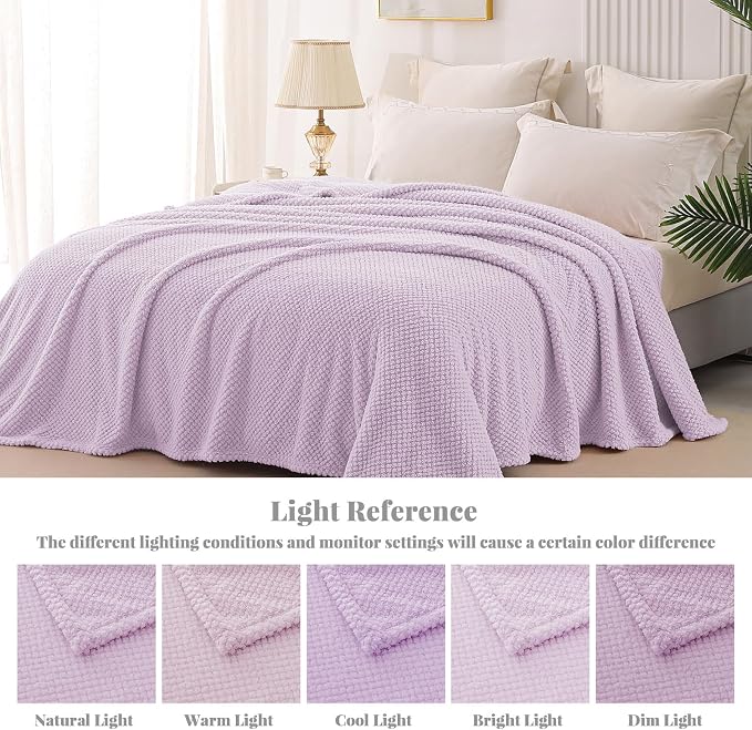 Whale Flotilla Extra Large Soft Fleece Throw Blanket for Couch | 50x70 Inch, Lilac, Suitable for Sofa Chair Bed, Fluffy Fuzzy Jacquard Blankets for All Season, Lightweight and Cozy