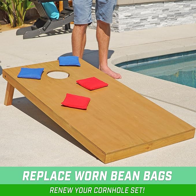 GoSports Official Regulation Cornhole Bean Bags Set of 8 – for Competitive Cornhole Games - All Weather - American Stars and Stripes or Red and Blue