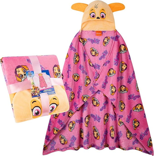 Get Trend Blanket with Hood for Kids 51x35in, Fleece Throw Cozy Wearable Blanket with Hood and Ears Gifts for Kids