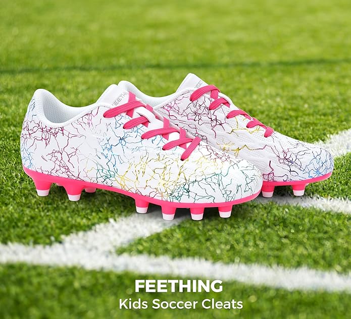 Grils Boys Soccer Cleats Youth Firm Ground FG Football Shoes Lightweight Breathable Outdoor Trainning Sport Shoes for Little/Big Kids