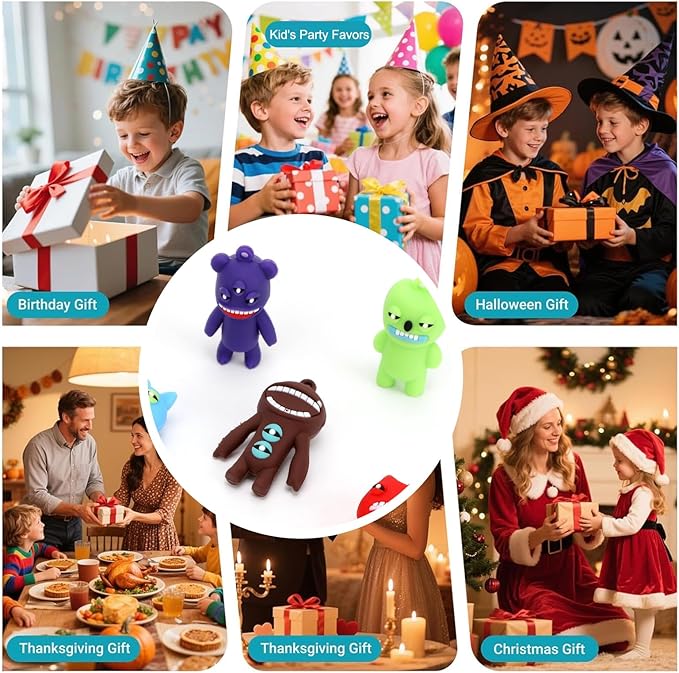 Keychain Accessory,10 Pcs Funny Ugly Monster Action Figures for Kids