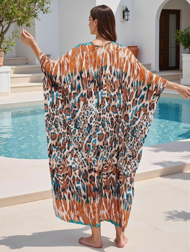 Mumu Dresses for Women Plus Size, Bohemian Kaftan Beach Cover Up Long Maxi Nightgown Soft Loungewear
