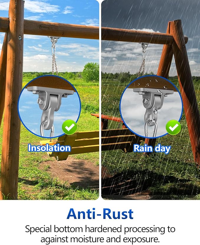 Heavy Duty Swing Hangers Hardware Included-Corrosion Resistant Alloy Steel 5000+ lb Capacity for Wooden Porch Swings,Aerial Yoga Chairs,Playgrounds,Trapeze&More-Indoor Outdoor-Set of 4,Silver