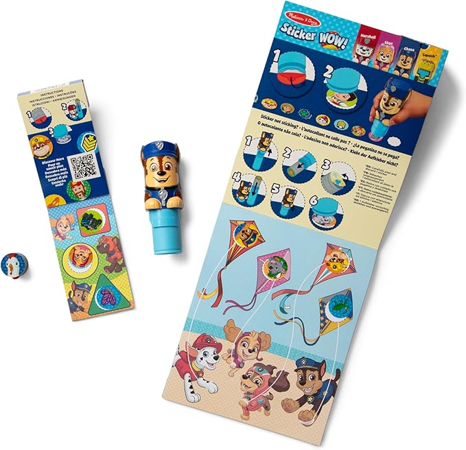 Melissa & Doug Sticker Wow!™ PAW Patrol Chase Bundle: 24-Page Activity Pad, Sticker Stamper, 500 Stickers, Mini Pad, Arts and Crafts Fidget Toy Collectible Character