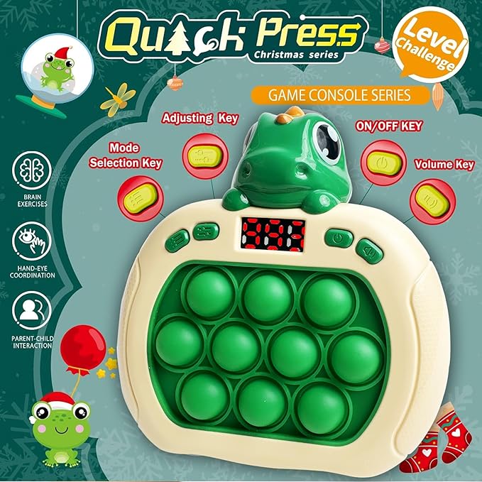 Dinosaur Quick Push Bubble Game,Valentines Day Gifts for Kids Pop Fidget Light up Puzzle Game Sensory Toys,Valentines Dinosaur Toys for Kids Boys Girls Toddlers Party Favor