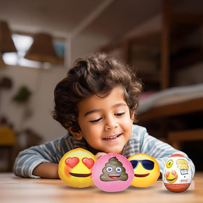 MiraBall Bibi Emoji - Surprise Egg Capsule with Memory Foam Expandable Plush Toy – 3.7" (9.5cm) Soft Collectible with Hidden Surprises – Fun Gift for Kids, Parties, Holidays, Stocking Stuffers