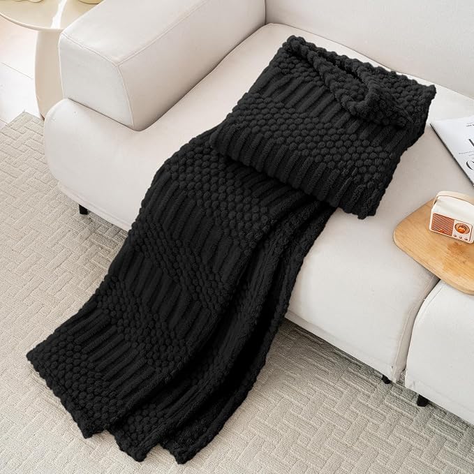 90x90 Inch Black Queen Large Blanket - Soft & Fluffy Fleece, Neutral Tan Color, Cute & Aesthetic, Perfect for Sofa, Couch, Bed, Living Room & Bedroom, All-Season Use, Plush & Cozy Decorative Blanket
