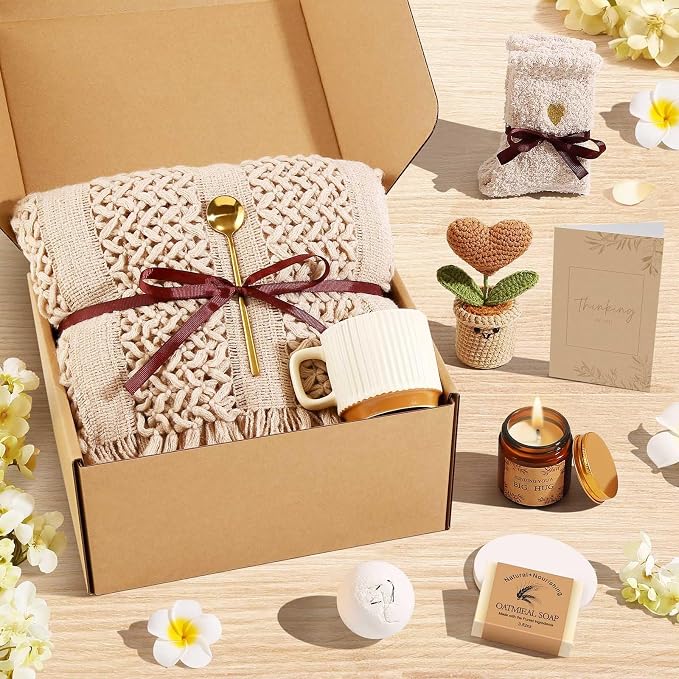 Uwingess Get Well Soon Gift Baskets for Women Self Care Gifts, Spa Care Package Inspirational Thinking of You Sympathy Gifts, Christmas Birthday Gift for Women Friends Mom Sister Grandma