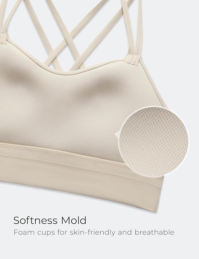 CRZ YOGA Softness Mold Butterluxe Strappy Longline Sports Bras for Women - Double Spaghetti Strap Workout Yoga Crop Top