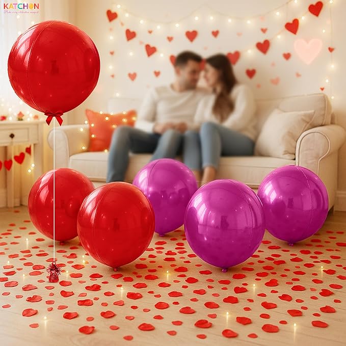 KatchOn, Metallic Red and Pink Balloons – Big, 22 Inch, Pack of 6 | Valentines Balloons for Valentines Day Decorations | Galentines Balloons, Galentines Day Decorations | Birthday, Anniversary Decor