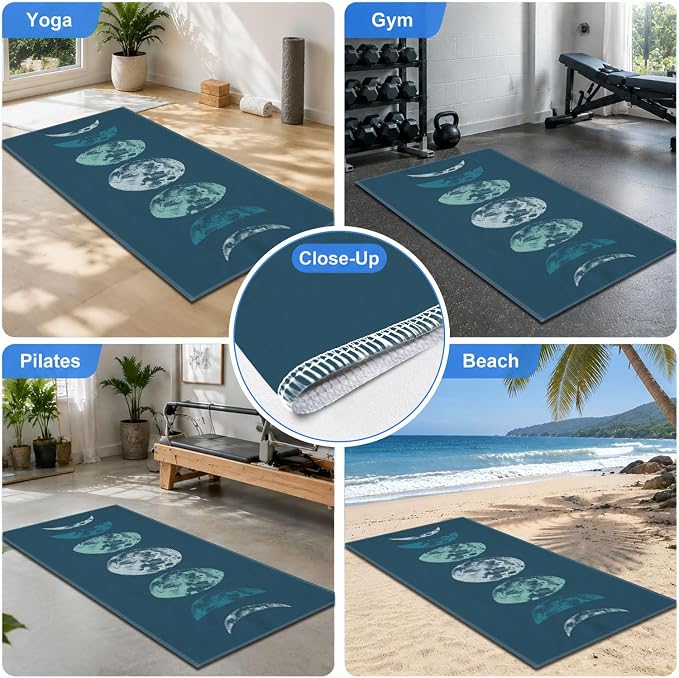 Yoga Mat Towel, Hot Yoga Non Slip with 4 Corner Pockets, 70 x 26 in | Soft Absorbent Microfiber With Four Corner Pockets, Fits Over Yoga Mats For Hot Yoga, Pilates, Gym, And Travel