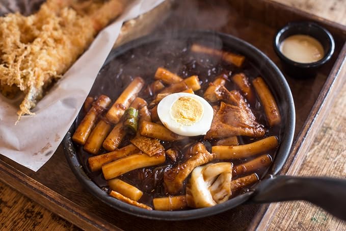 O’Food Tteokbokki Korean Rice Cakes – [BBQ | Pack of 2] – Healthy/Savory/Bold/Fiery, 0 Cholesterol/ 0 Trans Fat/No MSG/No Corn Syrup, Spicy Street Snack, Ready in Minutes