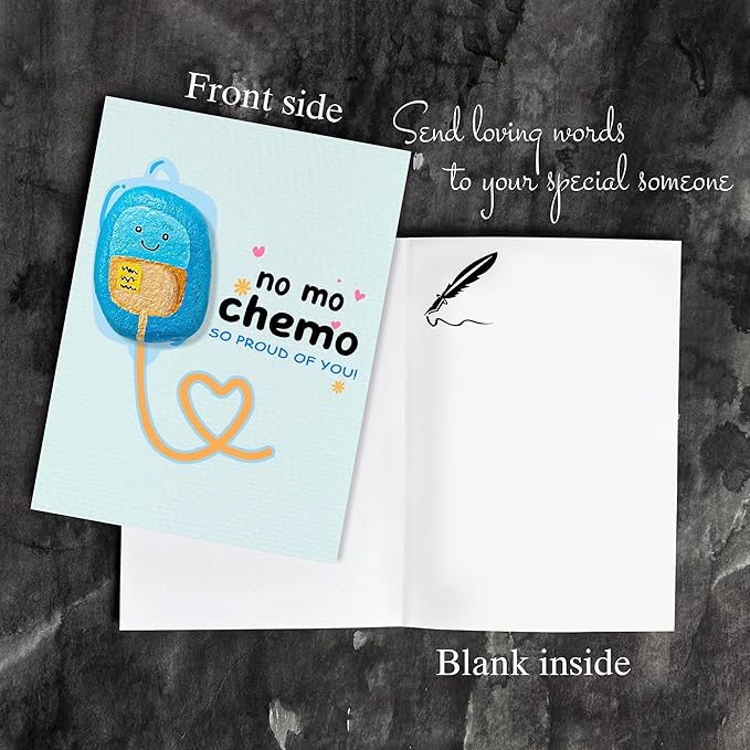 Handmade Pebble “No More Chemo” Card – Cancer Survivor Congratulations Gift – Encouragement Card for End of Chemotherapy – Unique Supportive Keepsake for Friends, Family, or Coworkers