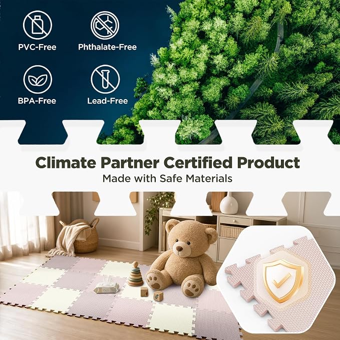 AIRHOP 18 PCS Gym Floor Mat, EVA Foam Puzzle Gym Mat, High-Density Interlocking Foam Floor Tiles for Home Gym, Play Workout Garage Kitchen Flooring 12.6"x12.6"x0.4"