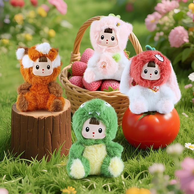Kawaii Plush Doll, Stuffed Animals with Vinyl Face White Tomato Bunny Shaped for Girls Boys Women, 7.8 inches Vinyl Plush Pendant Cute Figurines Gifts for Collectibles Home Decor Birthday Christmas