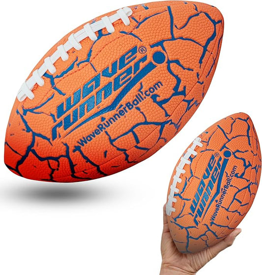 Wave Runner Grip It Waterproof Junior Size Football, 9.25 Size, Durable & Double Laced, Perfect for Beach Accessories, Kids Games, Pool Toys, Outdoor Games, All-Weather Indoor & Outdoor Play