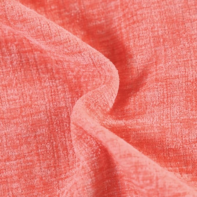 CaliTime Decorative Couch Throw Pillow Covers 18 X 18 Inches Living Coral | Pack of 4, Cozy Chenille Cushion Cases for Sofa Bed Living Room Farmhouse Home
