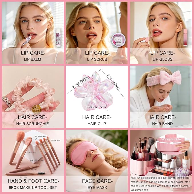 27 Pcs Spa Day Gifts Basket for Women, Camellia Magnolia Bath and Body Gift | Facial Skin Care Set, Self Care Pampering Kit, Face Serum, Lip Care, Home Spa, Birthday Mother Day, Bridal Shower Beauty Care