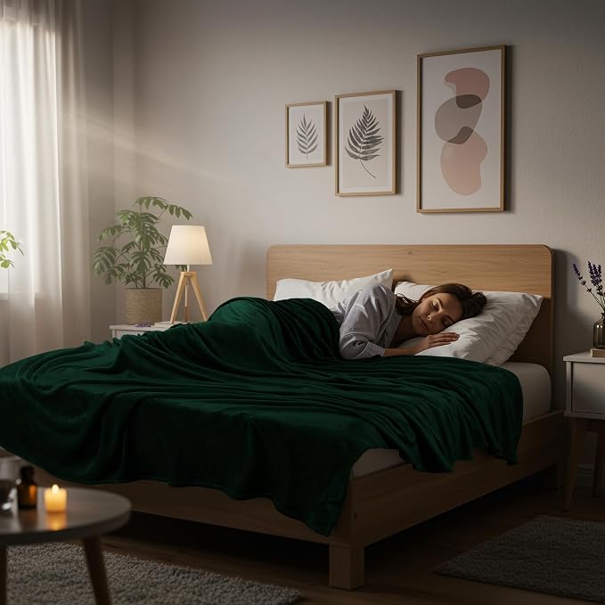 Utopia Bedding Soft Fleece Bed Blanket King Size Forest Green (90x102 Inch) | Microfiber Plush Warm Lightweight Breathable Cozy Blanket Anti-Static, All Season Use, Gift for Women and Men