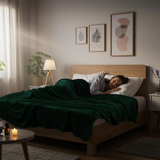 Utopia Bedding Soft Fleece Bed Blanket Queen Size Forest Green (90x90 Inch) | Microfiber Plush Warm Lightweight Breathable Cozy Blanket Anti-Static, All Season Use, Gift for Women and Men