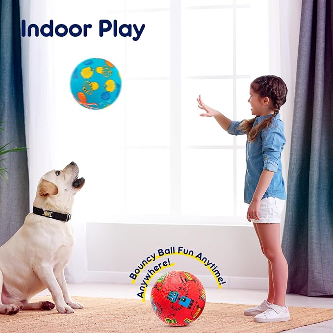 U&C Planet 2 Pack Playground Balls for Toddler Kids, 6 inch 8.5 inch Cartoon Rubber Balls with Pump, Dodgeball Kickball for Outdoor & Indoor Game, Great Gift for Boys Girls Aged 1 and Above