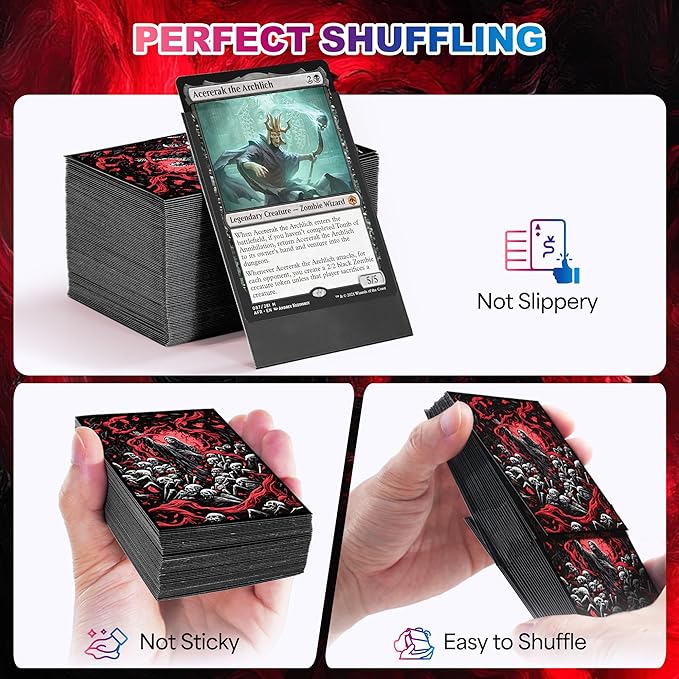 UAONO MTG Card Sleeves - Death 100 Count Standard Size Ultra Clear Front & Matte Finish Back Tear Resistant Clear Card Sleeves Matte Art Sleeve for MTG