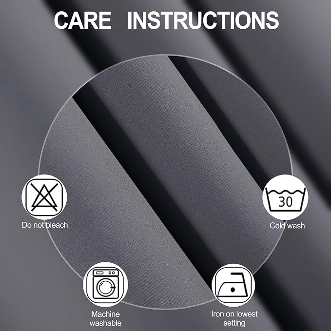 LEMOMO Grey Blackout Curtains 34 x 63 Inch Length/Set of 2 Curtain Panels/Thermal Insulated Room Darkening Blackout Curtains for Bedroom