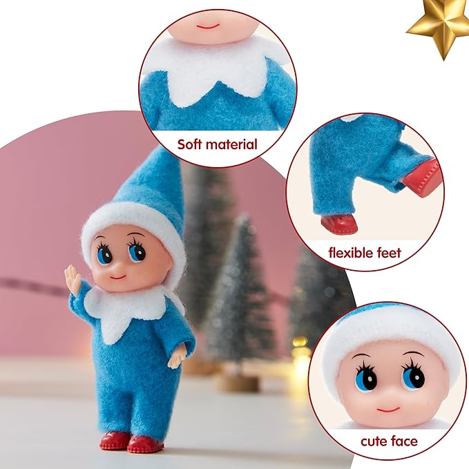 JOYIN 1 Pack Christmas Blue Tiny Elf Soft Plush Toy for Adults Kids Accessories Party Favors Xmas Party Supplies Christmas Decor, Xmas Gift