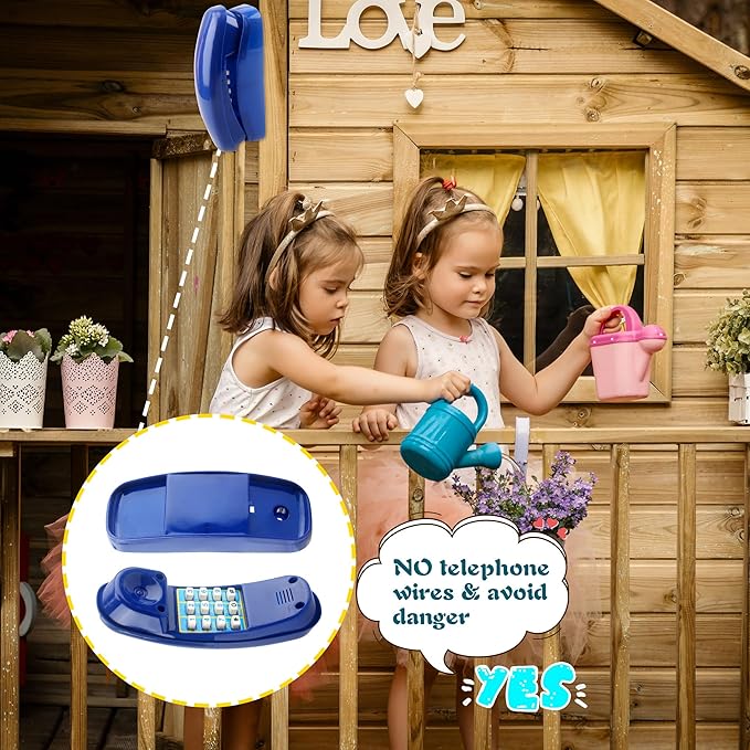2 Pack Swingset Phone Toys Playground Swing Set Telephone Plastic Pretend Play Telephone with Numeric Key for Kids Outdoor Playground Treehouse Accessories (Blue)