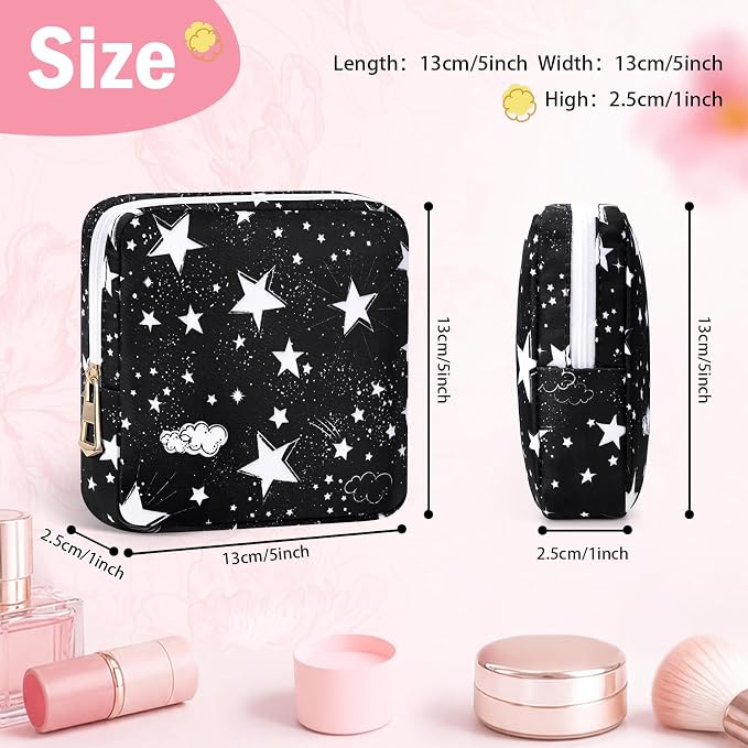 Canvas Period Pouch Discreet Sanitary Napkin Storage Bag Pad Bags | Menstrual Cup & Pad Holder, First Period Kit Storage, Feminine Bag for Women, Portable, Bear Print