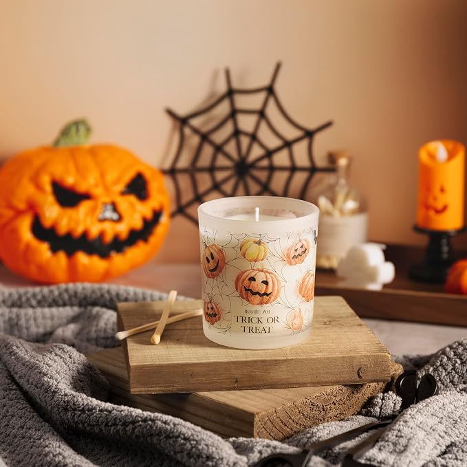 ROMIIE ZOI Scented Fall Candle - Halloween Trick or Treat - 6oz Soy Wax Candle for Autumn, Gift for Her/Him