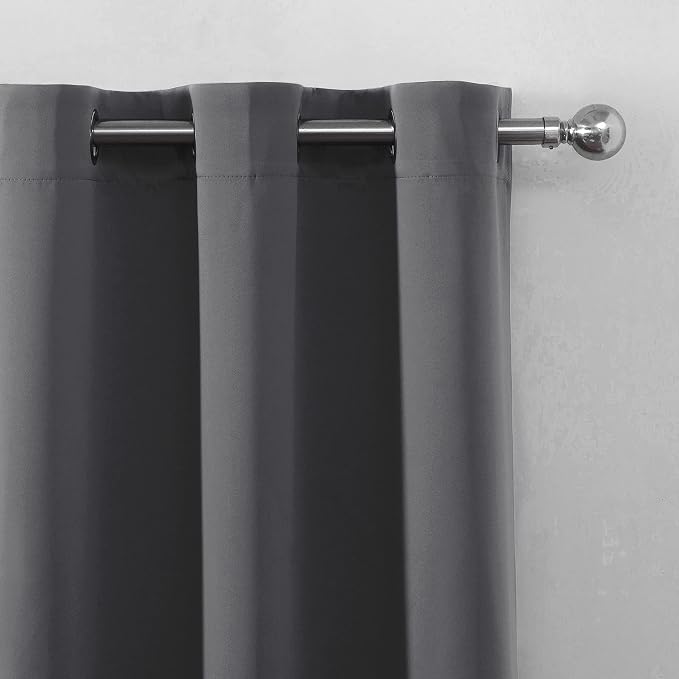 LEMOMO Frost Grey Blackout Curtains, 42 x 54 Inch Length, Set of 2 Panels, Grommet Bedroom & Living Room Curtains