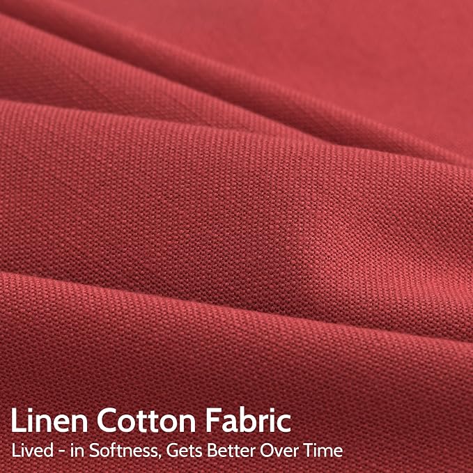 Christmas Red Linen 120 Inch Curtains for Living Room Light Filtering Semi Sheer Curtain Back Tab Vintage Rustic Neutral Luxury Home Decor Floor to Ceiling High Window for Bedroom 52x120,2 Panels