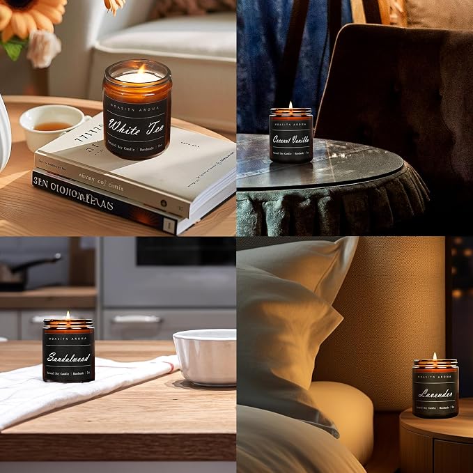 MOASITN Citrus Highly Scented Candles for Home| Natural Soy Aromatherapy Candle| Handmade Long Lasting Jar Candle| Candel Gift for Women,Men| as Birthday,Housewarming,Thank You,Relaxing Gifts| 7oz