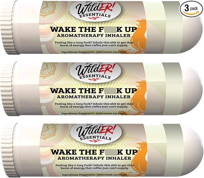 Wilder Essentials 3 Pack of Wake The f Up Aromatherapy Nasal Inhalers Made with Premium Grade Essential Oils to Help Keep You Awake and Energized