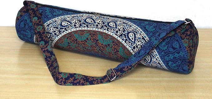 INDIAN CRAFT CASTLE ICC Yoga Mat Bag Carrier Full-Zip Exercise Yoga Mat Carry Bag for Women Men with Multi-Functional Storage Pockets and Adjustable Shoulder Strap 26X6 Inches