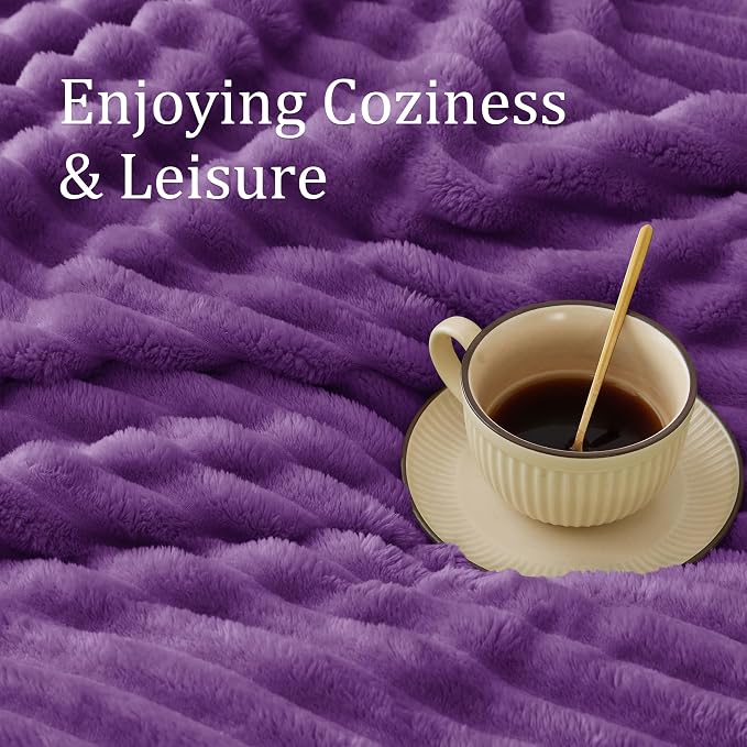 BEDELITE Ribbed Twin Blanket for Couch & Bed, Purple, 60"x80" | Ultra-Soft Plush Fleece, Cozy, Warm Yet Lightweight, Ribbed Texture, Home Decor, Machine Washable, Giftable, All-Season Use
